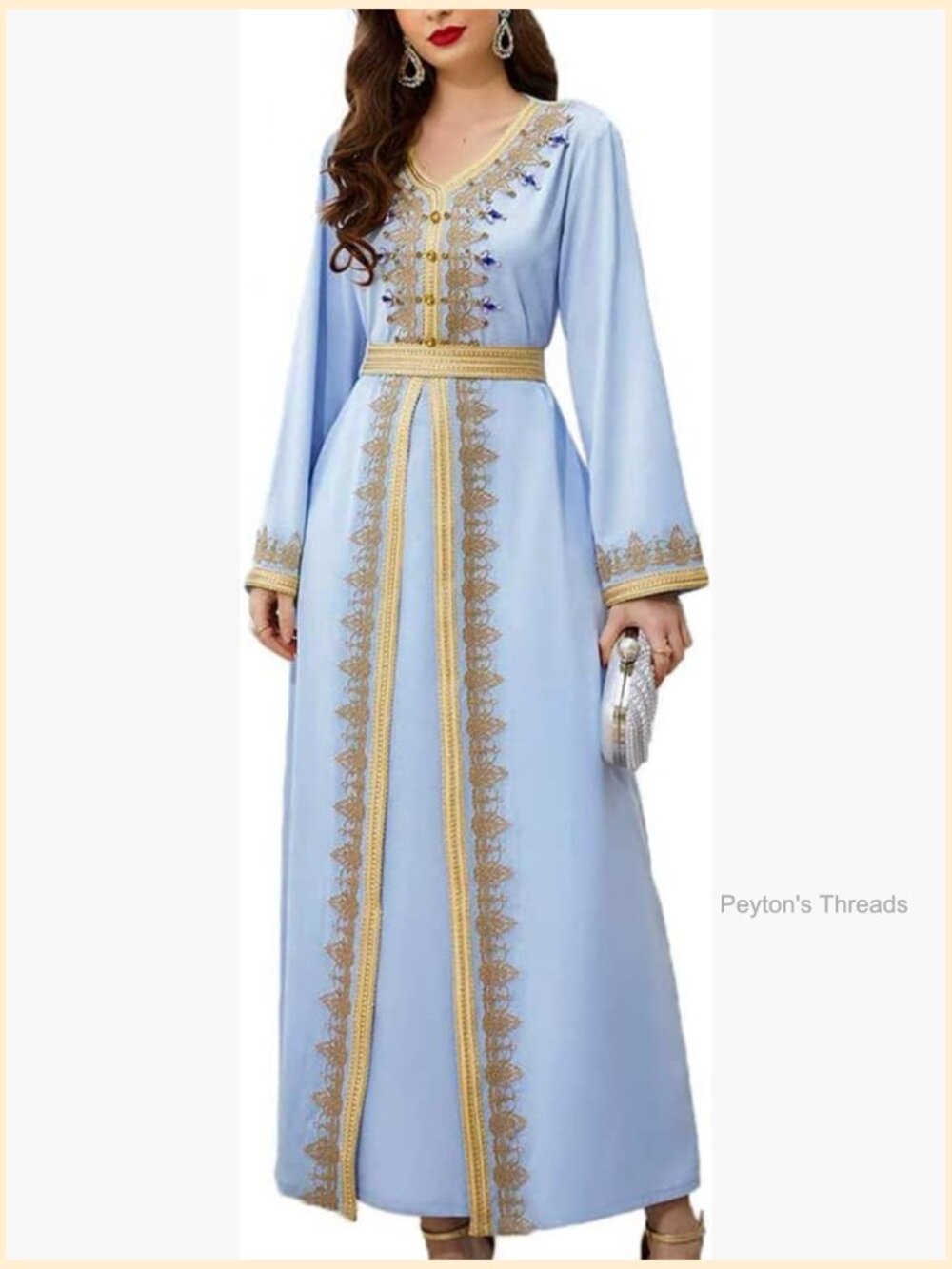 Handmade Bead Abaya Dress - Moroccan Kaftan Wedding Attire